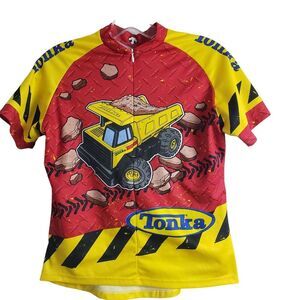 Descent Tonka Truck Youth Large Cycling‎ Jersey Yellow Black Short Sleeve Biking